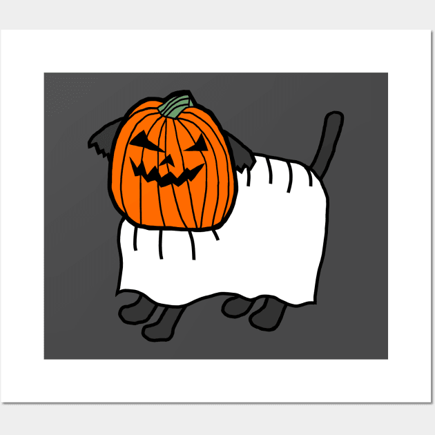 Cute Dog Wearing Halloween Horror Costume Wall Art by ellenhenryart